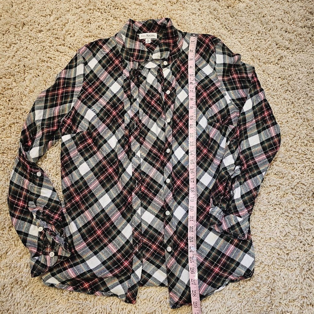 Kim Rogers red + green plaid button up